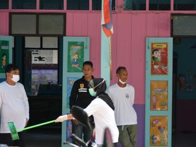 กิจกรรมทำความสะอาดศูนย์กักกันประจำตำบลลุโบะบือซา(โรงเรียนบ้านกาแ